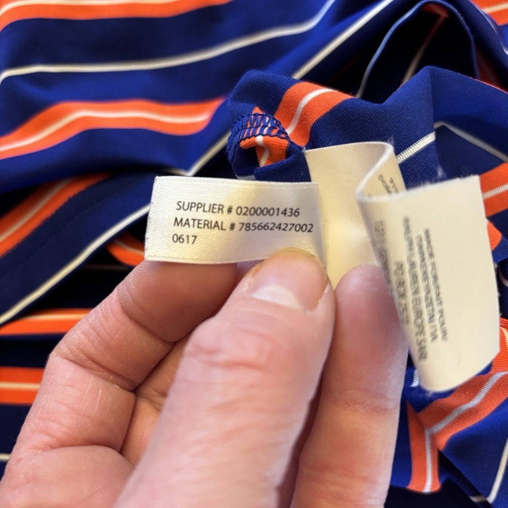 RLX Ralph Lauren Shirt Mens Large Blue OrangeStripe Performance Polo Golf Casual - Picture 7 of 13